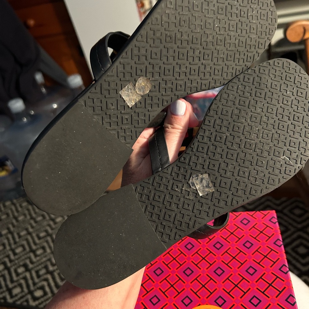 Tory Burch Black Sandals with Colorful Straps - Picture 3 of 4